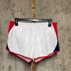 Nike Dri-Fit Women's Running Shorts White Red Navy Activewear Elastic Waist Sz M
